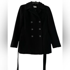 Calvin Klein Black Wool Coat Double Breasted Size:2